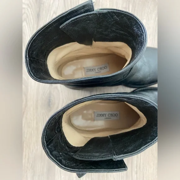 Jimmy Choo Womens 6.5 Biker Boots Black Leather Size 37 Moto Boots Soft Leather - Picture 9 of 12